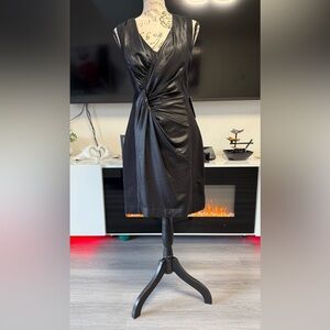 NEW Express Black Twist-Front Midi Dress